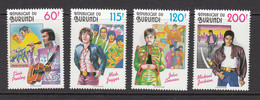 1994 Burundi Music Pop Elvis Jackson Beatles Singers Complete Set Of 4   MNH - Nuevos