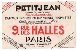 Buvard Petitjean Vend Ou Procure Rapidement Capitaux, Industries, Commerces, Propriétés à Paris - Format : 21x13.5 Cm - Banque & Assurance