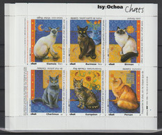 France Feuillet De 6 Vignettes Chats ** MNH - Sonstige & Ohne Zuordnung