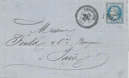 1863- Lettre De COULEUVRE / Allier  Cad T22 Affr. N°29 Oblit. G C 1167 SUPERBE - 1849-1876: Periodo Clásico