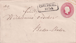 BADEN 1864    ENTIER POSTAL/GANZSACHE/POSTAL STATIONARY LETTRE DE CARLSRUHE - Postwaardestukken