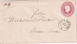 BADEN 1864    ENTIER POSTAL/GANZSACHE/POSTAL STATIONARY LETTRE DE CARLSRUHE - Ganzsachen