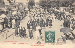 CPA 14 CAEN FETE FEDERALE DE GYMNASTIQUE 1911 DEFILE DES SOCIETES - Caen