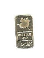 Lingotin , Feuille D'érable ,1 Gram, Fine Brass .999  , 2 Scans - Autres & Non Classés