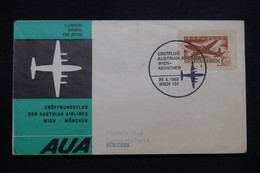 AUTRICHE - Enveloppe 1er Vol Austrian Airlines  Wien / München En 1965, Affranchissement Avec Entier Découpé - L 99100 - 1961-70 Cartas