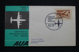 AUTRICHE - Enveloppe 1er Vol Austrian Airlines  Wien / München En 1965, Affranchissement Avec Entier Découpé - L 99101 - 1961-70 Cartas