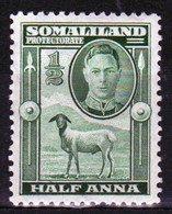 Somaliland Protectorate 1942 George VI Single Half Anna  Stamp In Unmounted Mint. - Somaliland (Protectoraat ...-1959)