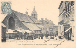 CPA 14 CONDE SUR NOIREAU RUE SAINT JACQUES EGLISE ST SAUVEUR - Altri & Non Classificati