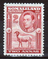 Somaliland Protectorate 1938 George VI Single Two Anna Stamp  In Mounted Mint - Somaliland (Protectoraat ...-1959)