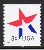 USA 2002 Star Make-up Rate Coil Stamp, Imperf. X P.10, MNH (SG 4100) - Nuovi