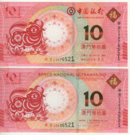 MACAO  New  Commemorative Set 2 X 10 Patacas  Year Of The  Ox     Issue   1.1.2021 - Macao