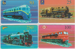 NORTH KOREA : :  (SET Of 4 Cards) 25,50,100 250u Train NEAT + T MINT - Korea (Nord)