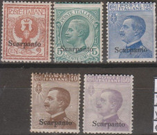 Italia Colonie Egeo Scarpanto 1912 SaN°1 Lot 5v MH/* Vedere Scansione - Ägäis (Scarpanto)