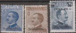 Italia Colonie Egeo Scarpanto 1912 SaN°5 Lot 3v MH/* Vedere Scansione - Ägäis (Scarpanto)