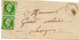 N°12 En Paire Sur Enveloppe Sans Courrier De SAVIGNY 40 - 1849-1876: Période Classique