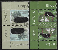 LETONIA /LATVIA /LETTLAND /LETTONIE  -EUROPA 2021 -ENDANGERED NATIONAL WILDLIFE"- 2 SERIES En PAR INVERTIDO - CH - 2021