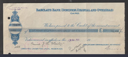 Egypt - 1935 - Vintage Check - Barclays Bank ( DOMINION, COLONIAL AND OVERSEAS - CAIRO ) - Brieven En Documenten