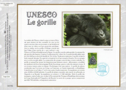 ✅ " UNESCO 2008 : LE GORILLE " Sur Feuillet CEF N°té En SOIE N° 1977s  N° YT SERV 140. Parfait état  ! - Gorillas