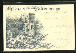 Vorläufer-Lithographie Neukirch / Lausitz, 1894, Gasthaus Valtenberg Am König Johann Thurm - Neukirch (Lausitz)