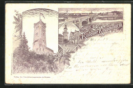 Vorläufer-Lithographie Rinteln, 1895, Blick über Die Weserbrücke Auf Die Ortschaft, Klippenthurm - Rinteln