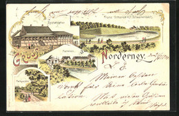 Lithographie Norderney, Restaurant, Häuser An Der Marienstrasse - Norderney