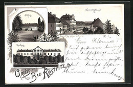 Lithographie Bad Köstritz, Kurhaus, Schloss, Heinrichstrasse - Bad Koestritz