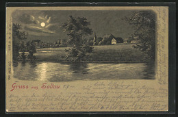 Lithographie Soltau, Teilansicht Bei Mondschein - Soltau