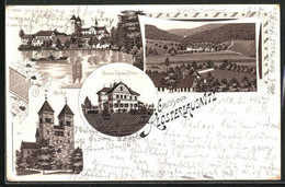 Lithographie Klosterlausnitz, Ernst-Agnes-Heim, Mühlthal, Kirche - Bad Klosterlausnitz