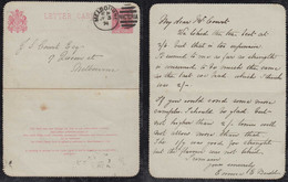 Victoria Australia 1894 Stationery Letter Card MELBOURNE Local Use - Covers & Documents