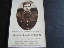 Joseph Lebrun Né à Haut Le Wastia Décédé à Bioul Le 12 Décembre 1941 - Obituary Notices