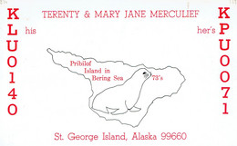 Sea Lion (otarie) On Old QSL From St. George Island (Pribilof Island In The Bering Sea), Alaska (KLU 0410), Jan 1968 - CB-Funk