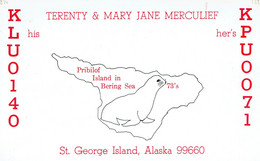 Sea Lion (otarie) On Old QSL From St. George Island (Pribilof Island In The Bering Sea), Alaska (KLU 0410), Jan 1968 - CB