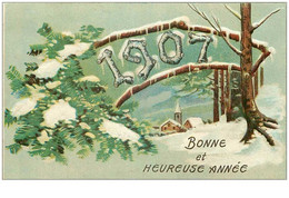 NOUVEL AN.n°24354.BONNE ET HEUREUSE ANNEE 1907.PAYSAGE.CP GAUFFREE - Año Nuevo