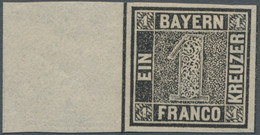 Bayern - Marken Und Briefe: 1849, 1 Kreuzer Schwarz, Platte 1, Ungebraucht, Originalmarke, Mit Echte - Otros & Sin Clasificación