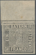 Bayern - Marken Und Briefe: 1849, 1 Kreuzer Grauschwarz, Platte 1, Mit Markantem Druckausfall Oben, - Sonstige & Ohne Zuordnung
