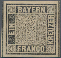 Bayern - Marken Und Briefe: 1849, SCHWARZER EINSER 1 Kreuzer Grauschwarz Von Platte 1 Mit PLATTENFEH - Sonstige & Ohne Zuordnung