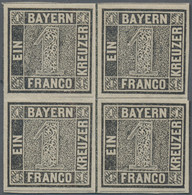 Bayern - Marken Und Briefe: 1849, 1 Kreuzer Grauschwarz, Platte 1, Ungebrauchter Viererblock, Die Be - Otros & Sin Clasificación