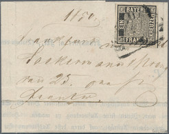 Bayern - Marken Und Briefe: 1849, 1 Kr. Schwarz, Platte 1, Farbfrisches Und Allseits Breitrandiges E - Sonstige & Ohne Zuordnung