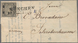 Bayern - Marken Und Briefe: 1849, SCHWARZER EINSER 1 Kr. Schwarz, Platte 1, Entwertet Mit Zweizeilig - Otros & Sin Clasificación