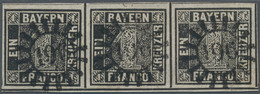 Bayern - Marken Und Briefe: 1849, SCHWARZER EINSER 1 Kr. Tiefschwarz, Platte 1, Waagerechter Dreiers - Sonstige & Ohne Zuordnung