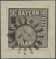 Bayern - Marken Und Briefe: 1849, 1 Kr. Schwarz, Platte 2, Entwertet Mit Geschlossenem Mühlradstempe - Otros & Sin Clasificación