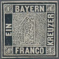 Bayern - Marken Und Briefe: 1849, 1 Kreuzer Tiefschwarz Als Probedruck Mit Senkrechtem Roten Seidenf - Sonstige & Ohne Zuordnung