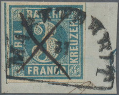 Bayern - Marken Und Briefe: 1849, Ziffern 3 Kr. Blau, Entwertet Mit Halbkreis-Nebenstempel "MARKTBRE - Otros & Sin Clasificación