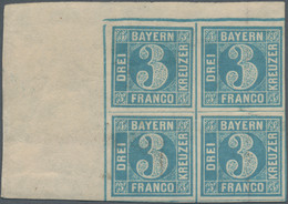 Bayern - Marken Und Briefe: 1854, Ziffern 3 Kr. Hellblau Type II In Platte 3 Als Linker Oberer ECKRA - Otros & Sin Clasificación