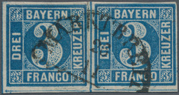 Bayern - Marken Und Briefe: 1850, Ziffer 3 Kr. Blau, Entwertet Mit Halbkreisstempel (Austauschstempe - Sonstige & Ohne Zuordnung