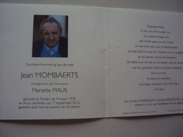 Doodsprentje/Bidprentje  Jean MOMBAERTS (Echtg Mariette MAUS)  Muizen 1934 - 2012 - Religion &  Esoterik