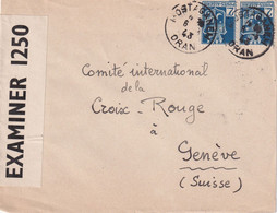 ALGERIE  1943 LETTRE CENSUREE DE MOSTAGANEM - Lettres & Documents