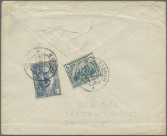 Irak: 1925/33, "Overland Mail", Five Covers To England With Red Labels (2, Embossed Resp. Perforated - Irak