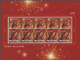 Thematik: Tiere-Nagetiere / Animals-rodents: 2020, Gibraltar: Year Of The Rat, Set Of Two In Miniatu - Knaagdieren