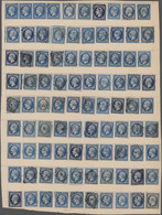Frankreich: 1853/1870 (ca.), 20c. Blue "Napoleon", Specialised Collection/assortment Of 360 Stamps ( - Colecciones Completas